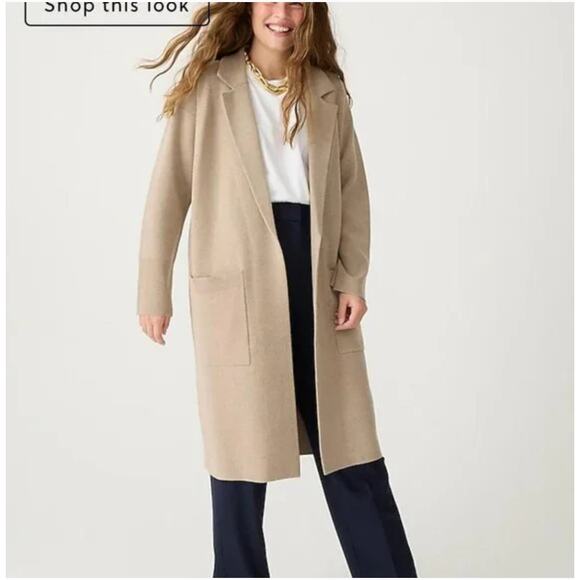 Women's J.Crew Ella Open Front Wool Blend Sweater Blazer in Heather Birch sz XS - Picture 1 of 5